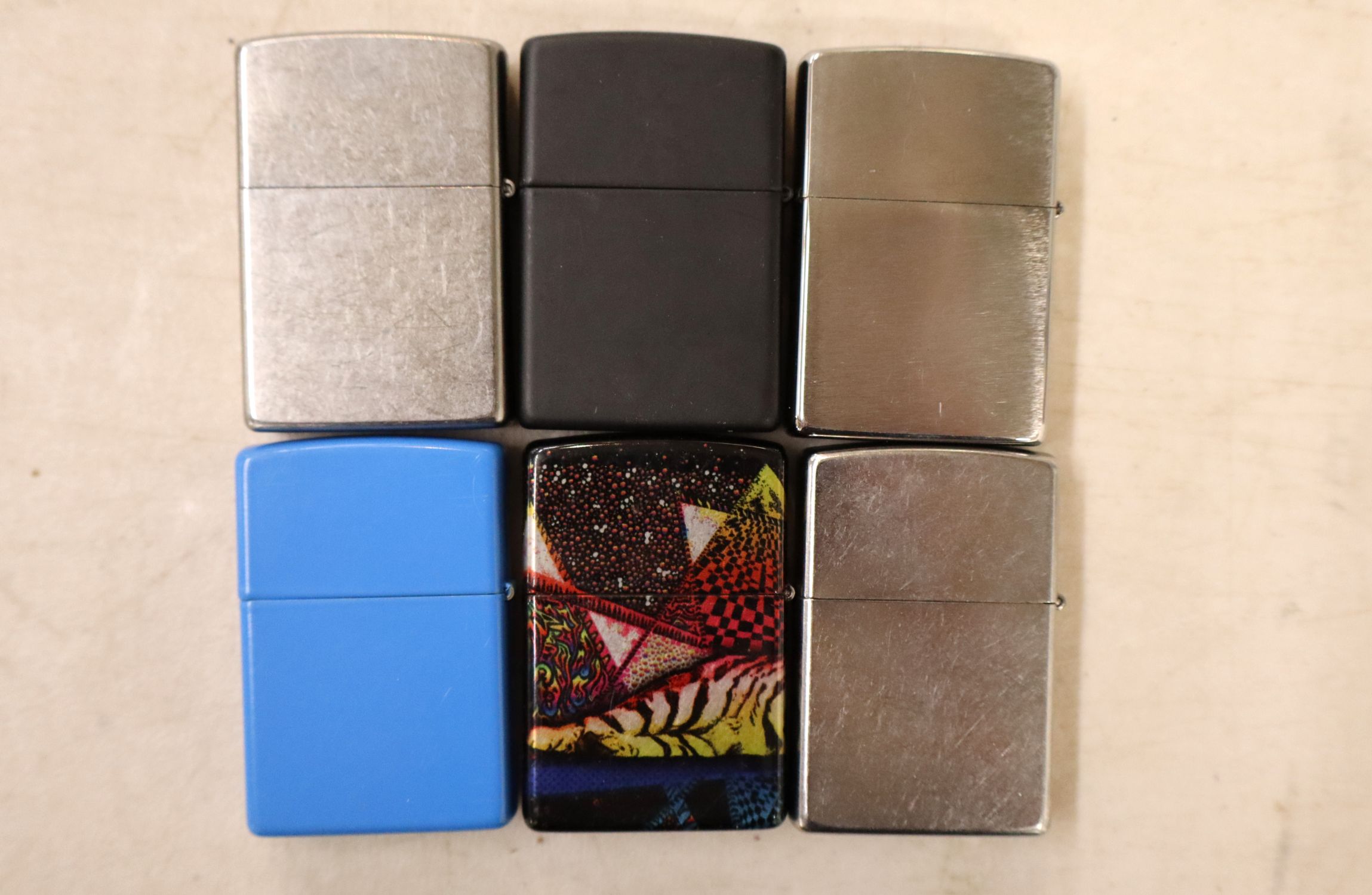 6 vintage Zippo lighters