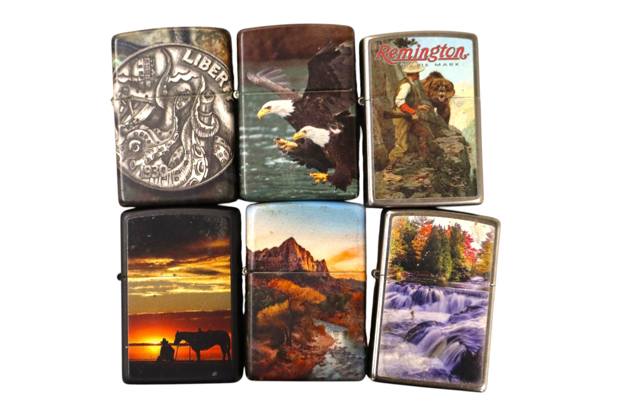 6 vintage Zippo lighters