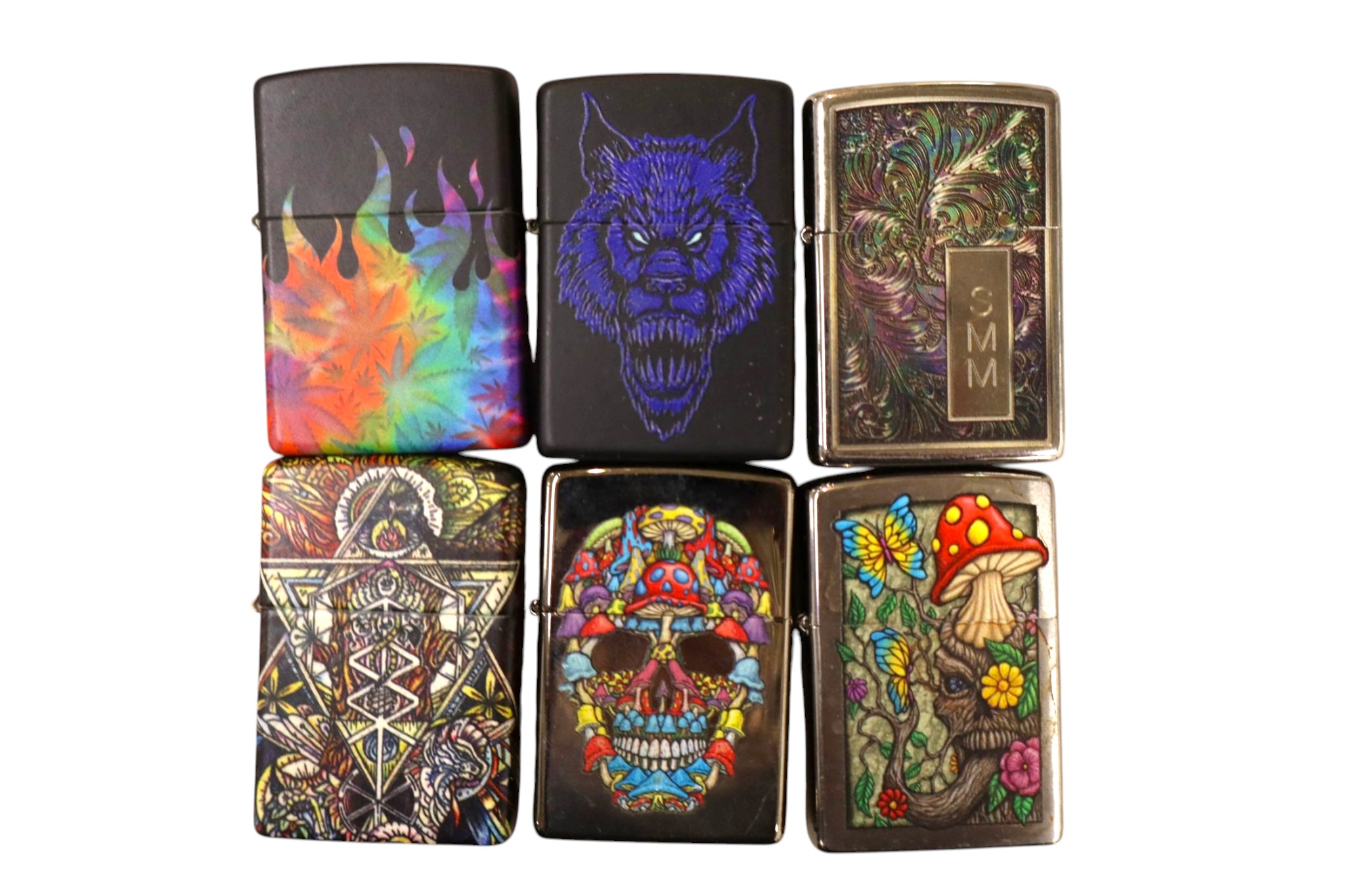 6 vintage Zippo lighters