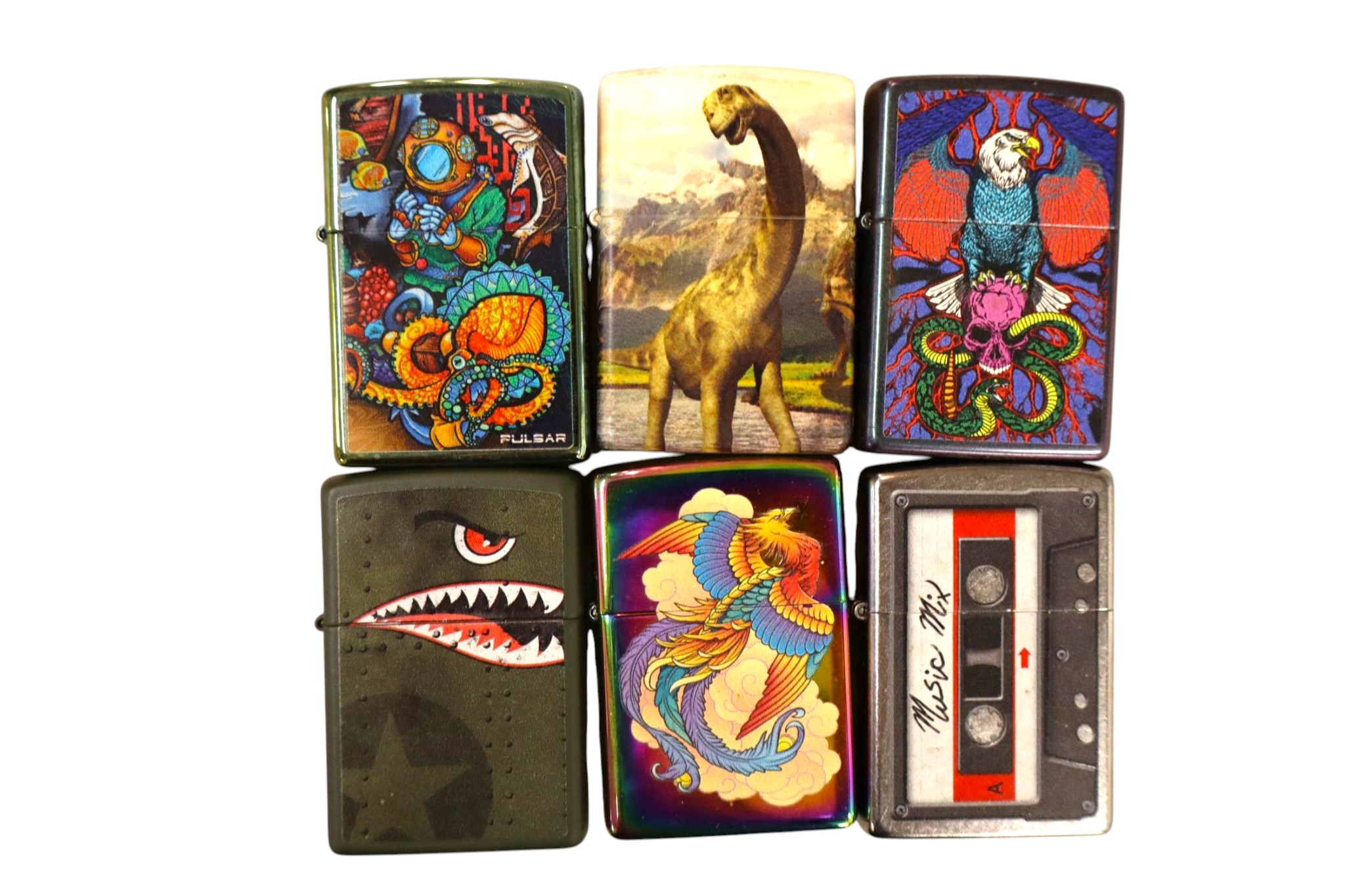 6 vintage Zippo lighters