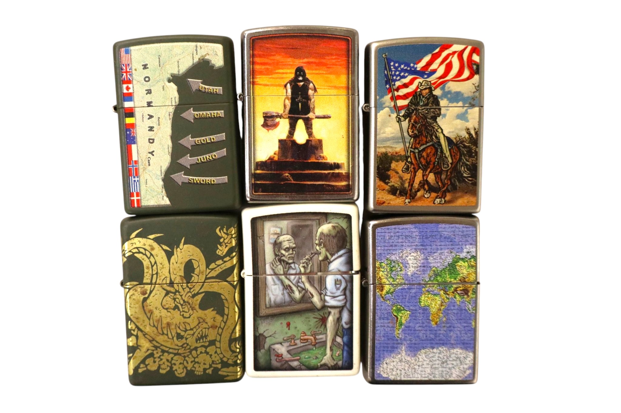 6 vintage Zippo lighters