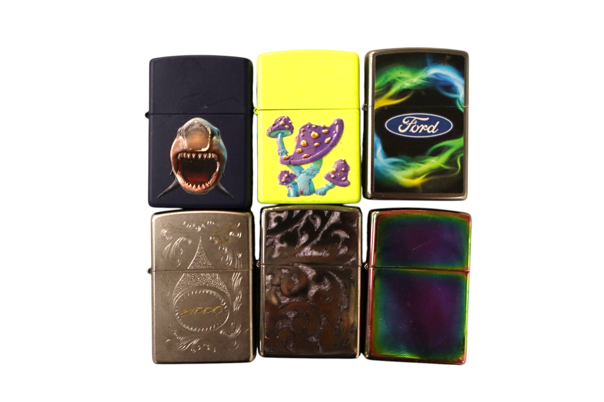 6 vintage Zippo lighters