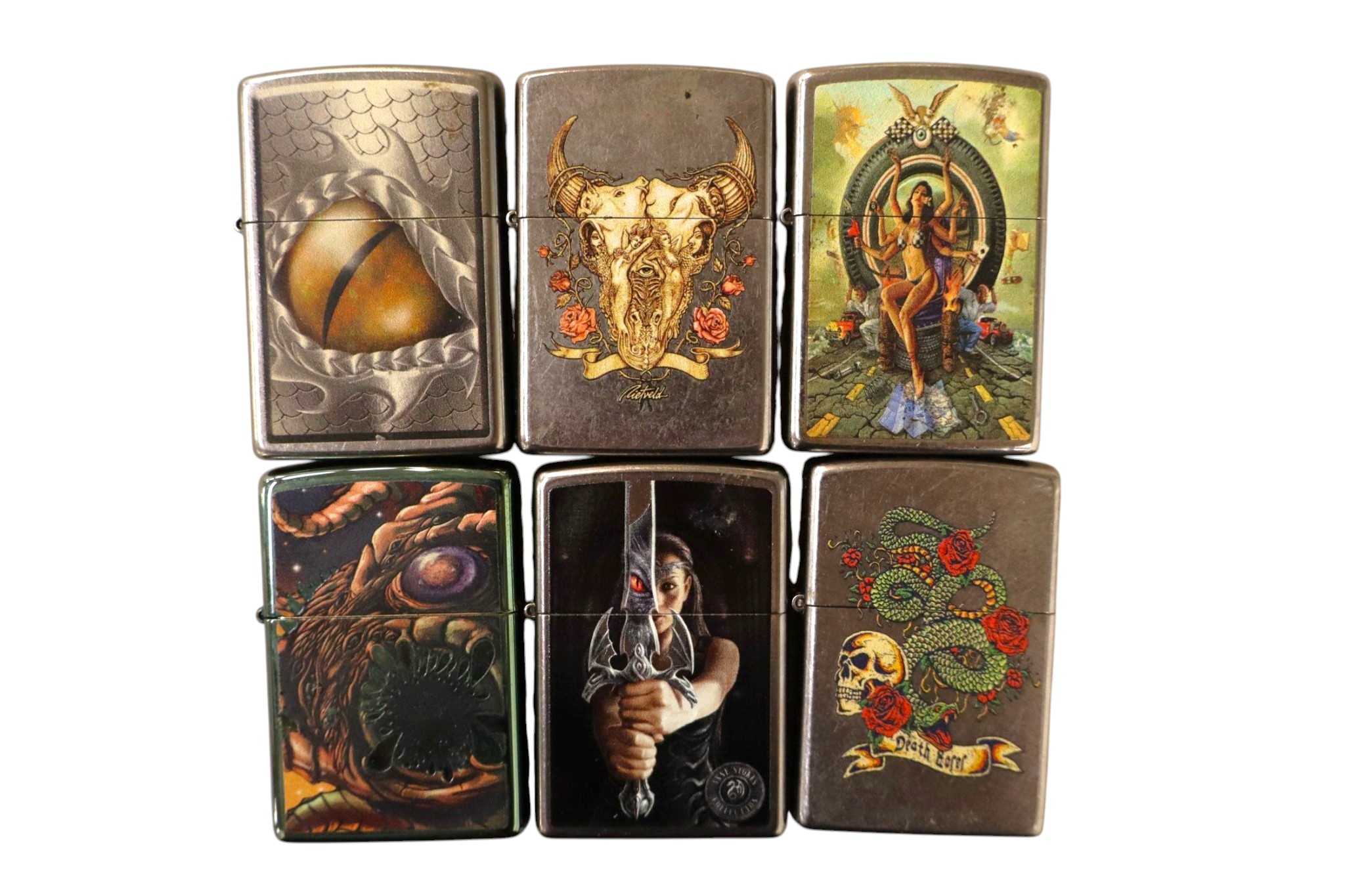 6 vintage Zippo lighters