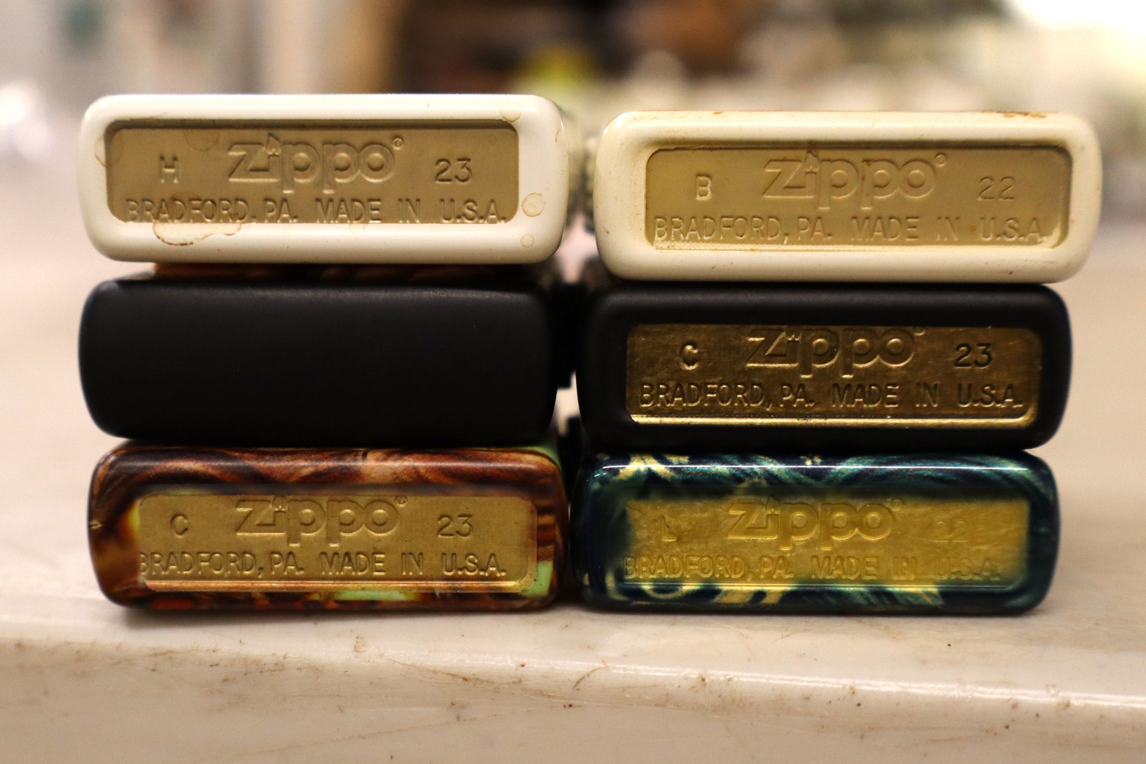 6 vintage Zippo lighters