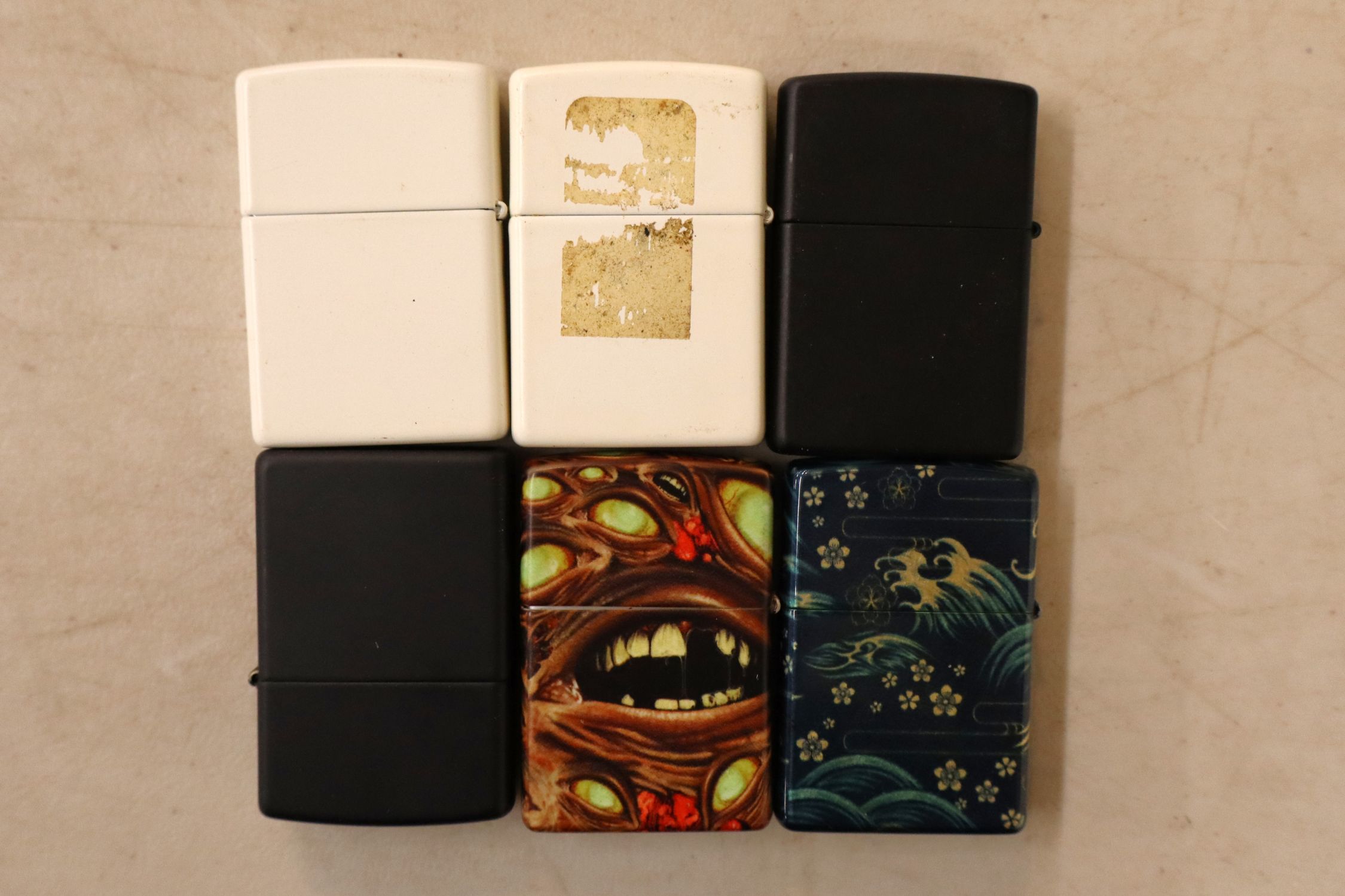 6 vintage Zippo lighters