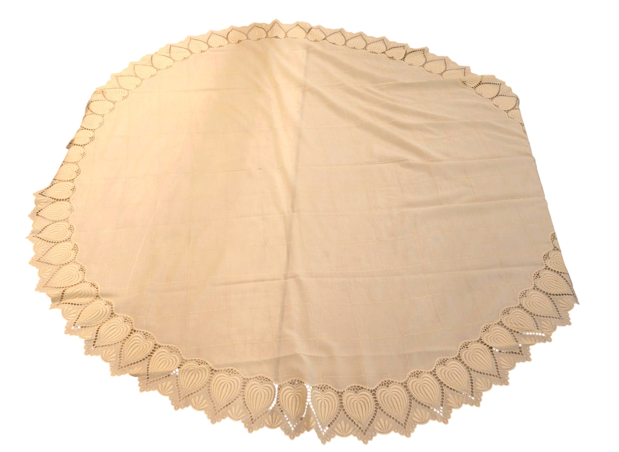 Vintage linen laced edged tablecloth