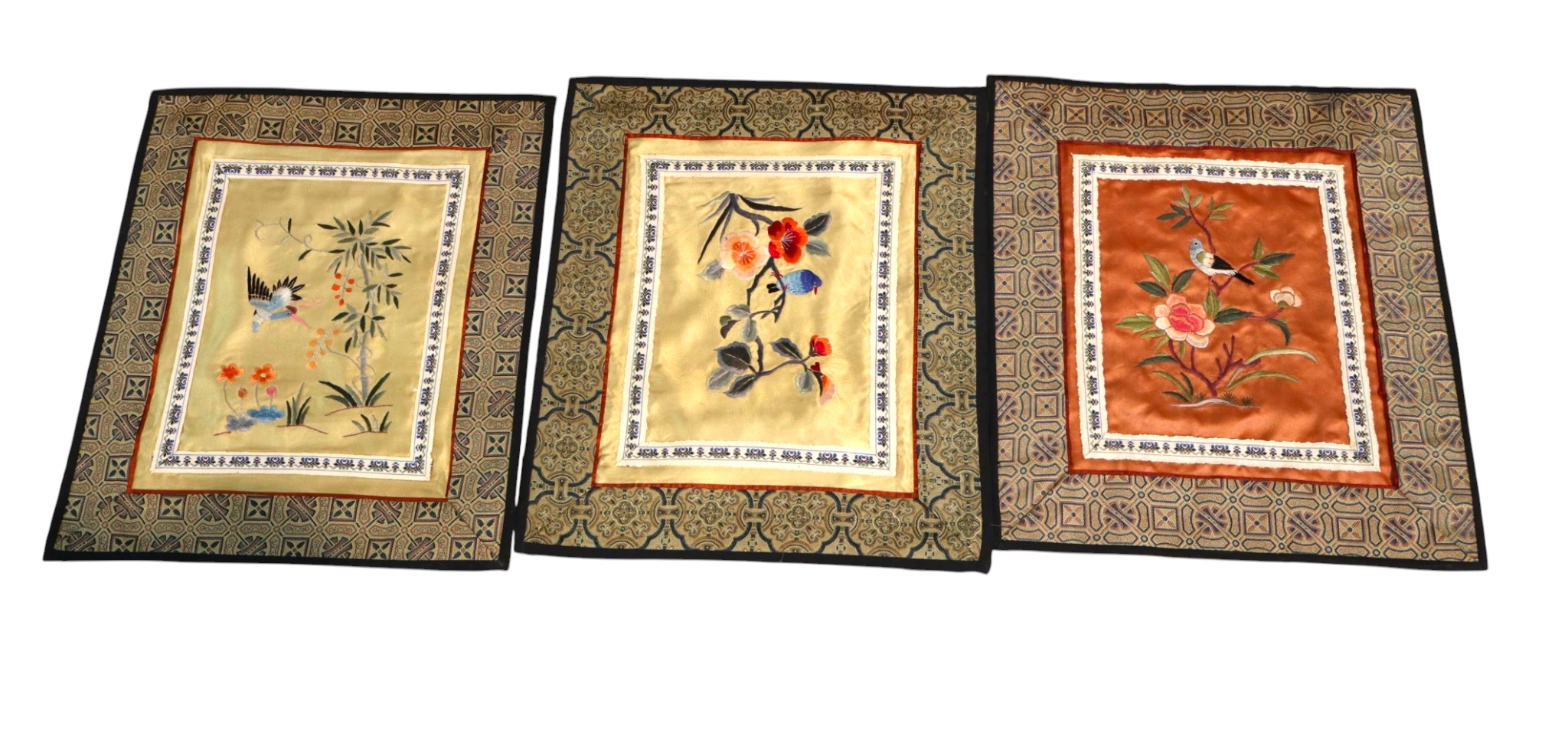 3 vintage silk Chinese embroidered from Bojing China matts