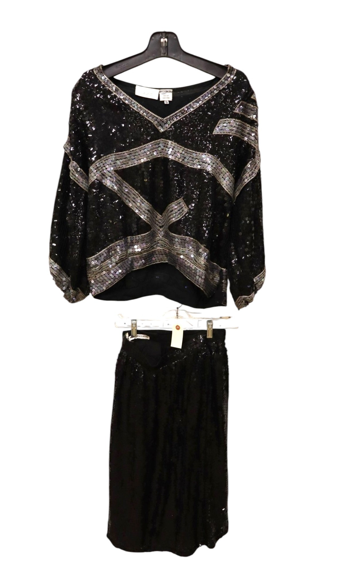 2 piece vintage Saz II Nan Duskin blouse with matching skirt set size 6