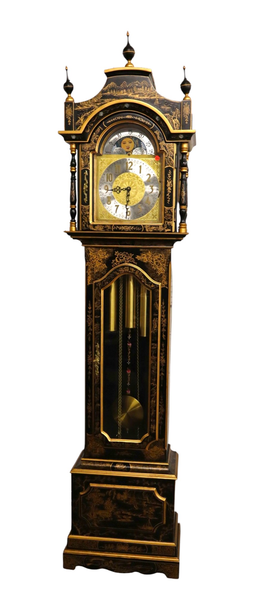 Vtg. chinoiserie decorated grandfather clock