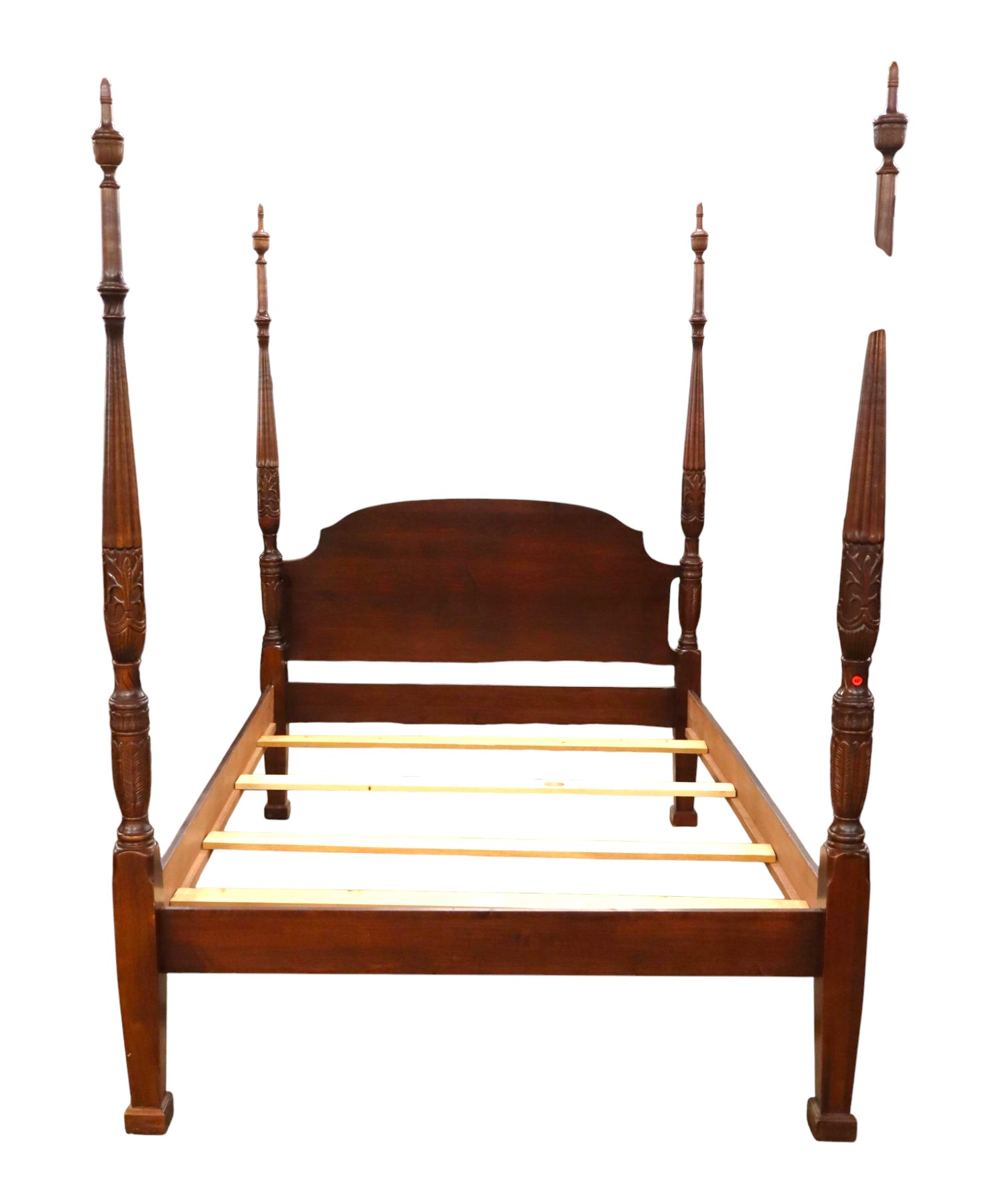 Solid Mahogany Queen Carved Rice 4-Poster Bed