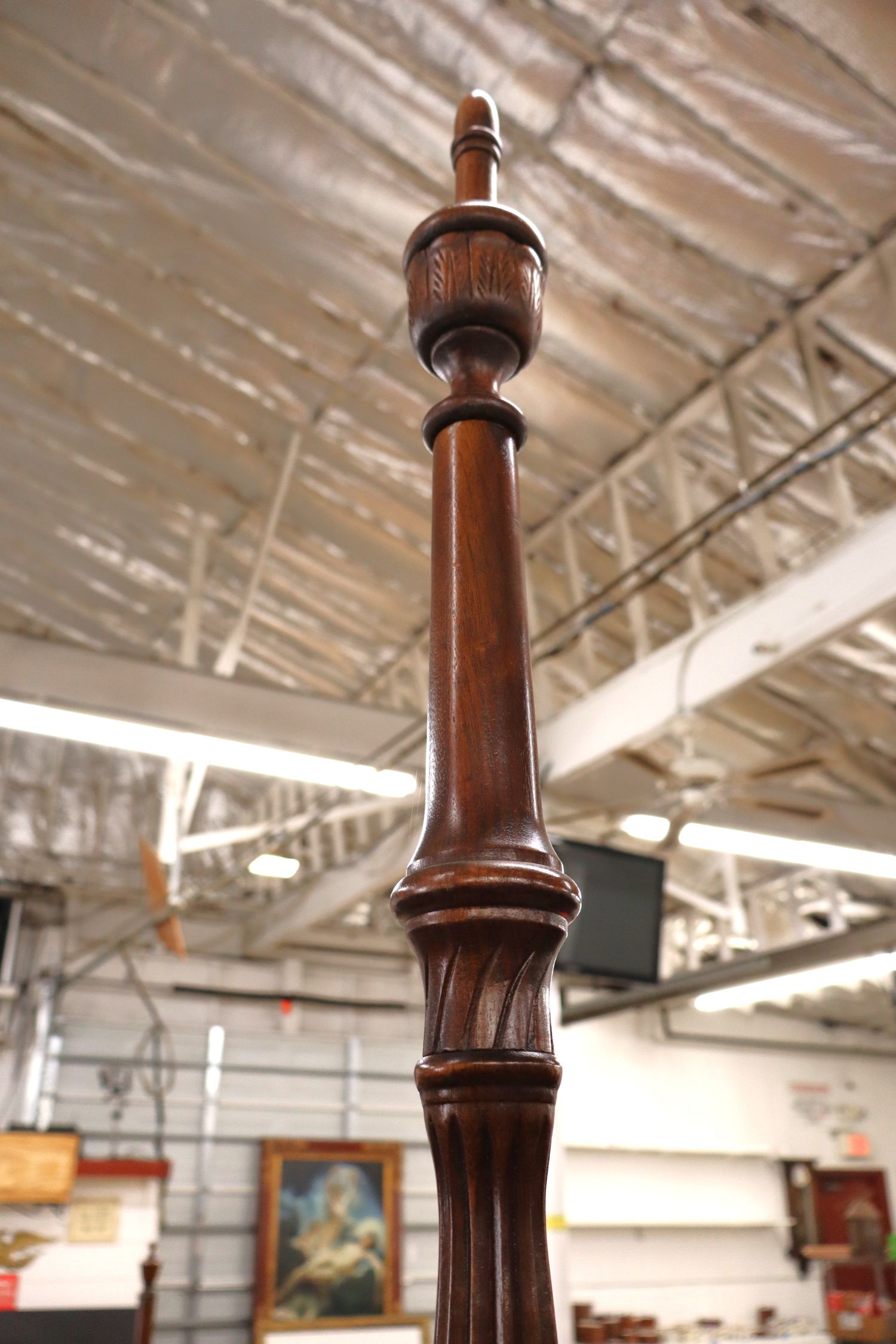Solid Mahogany Queen Carved Rice 4-Poster Bed