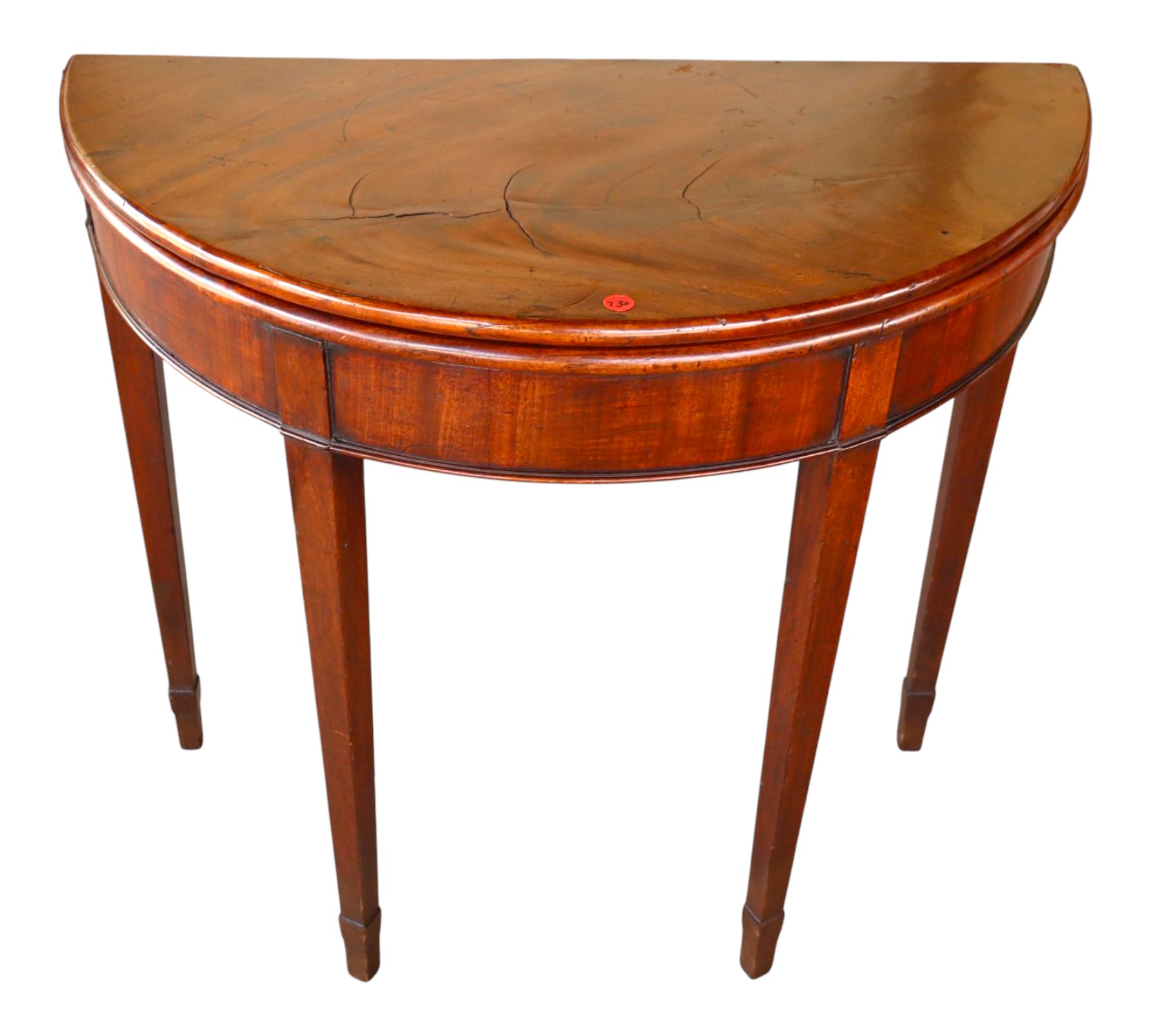 Antique demilune flip top game table ca.1820-1850's mahogany