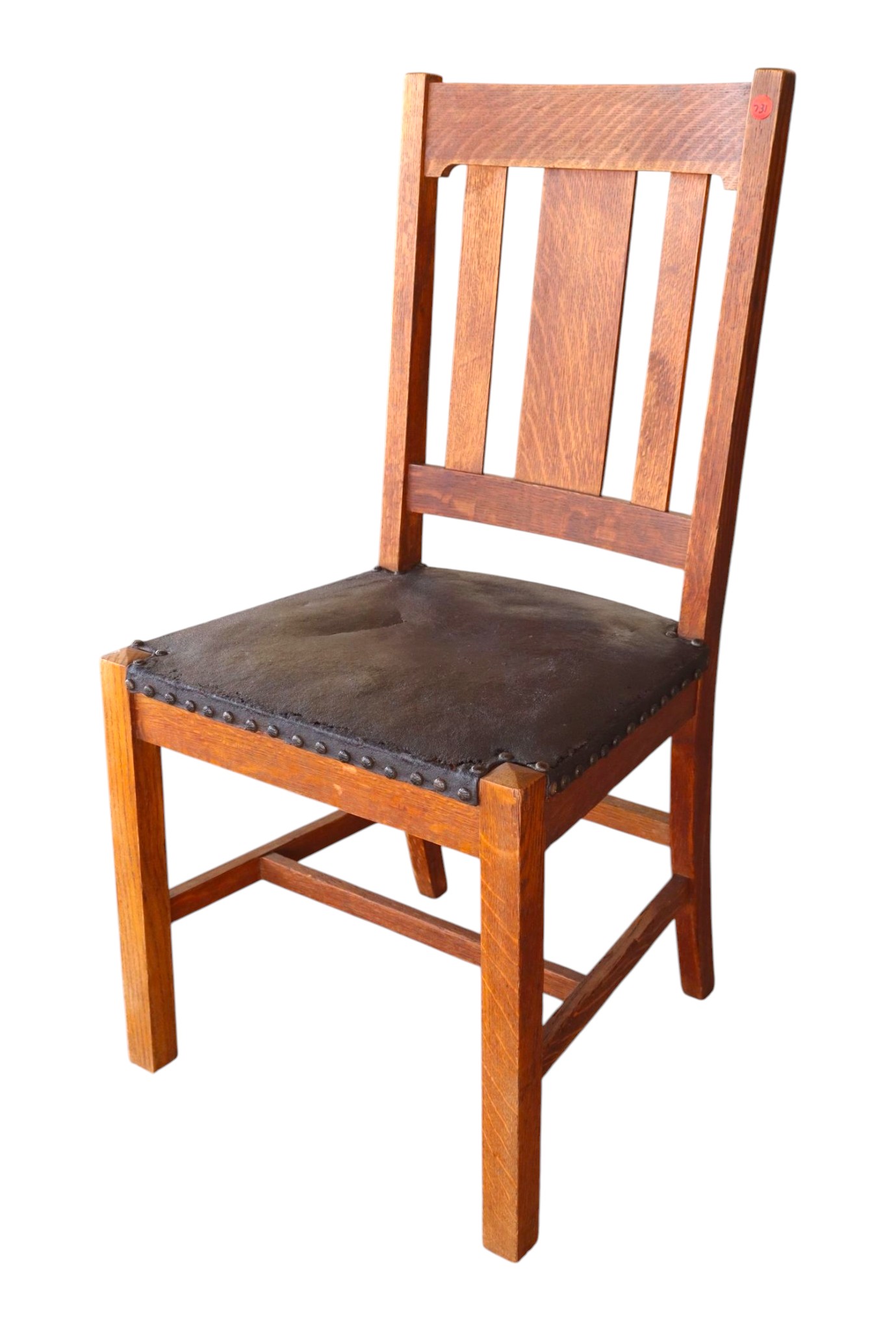 Antique mission oak quartersawn side chair attr. Stickley