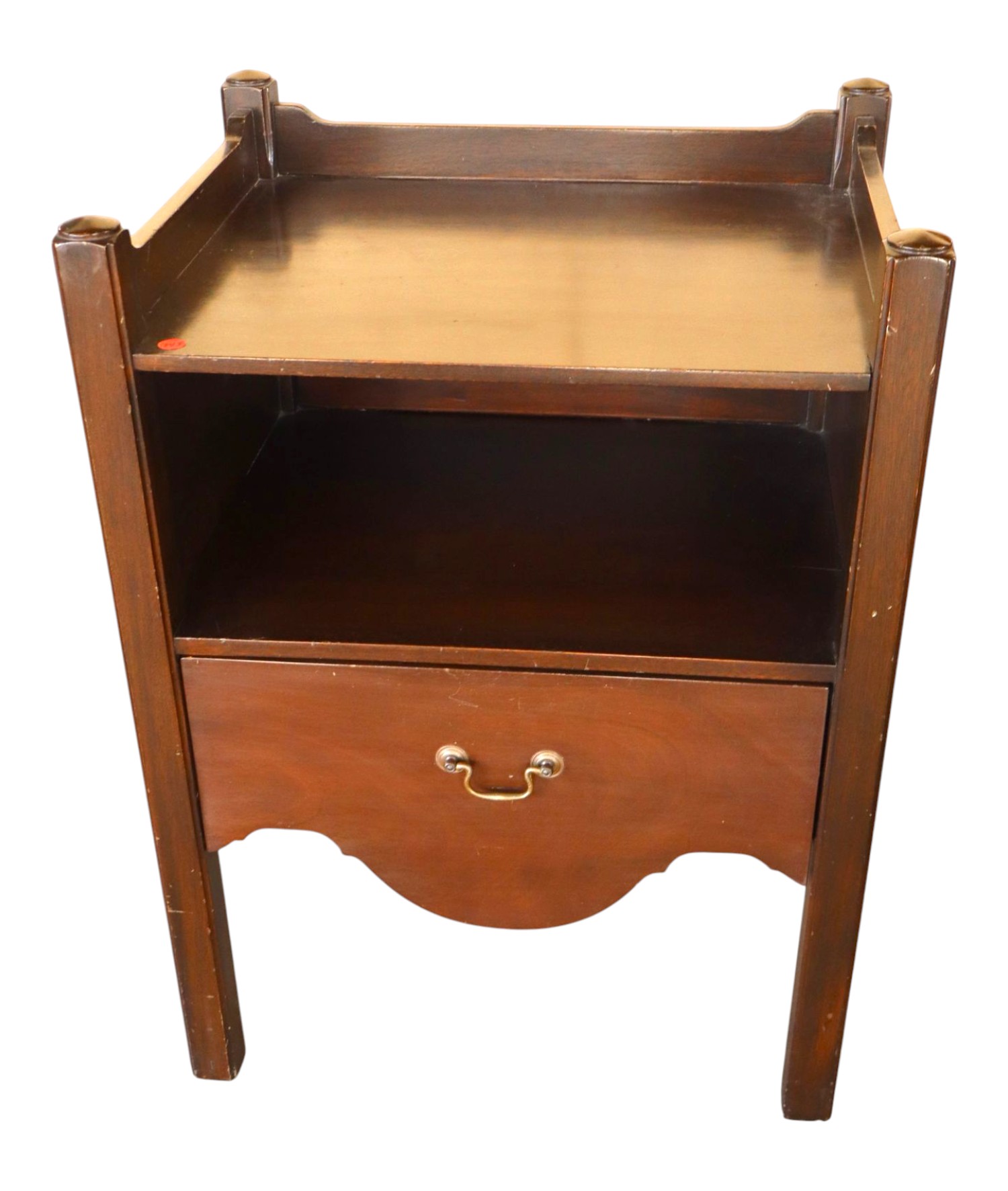 Vtg Rothenberger 1-drw solid mahogany lamp table