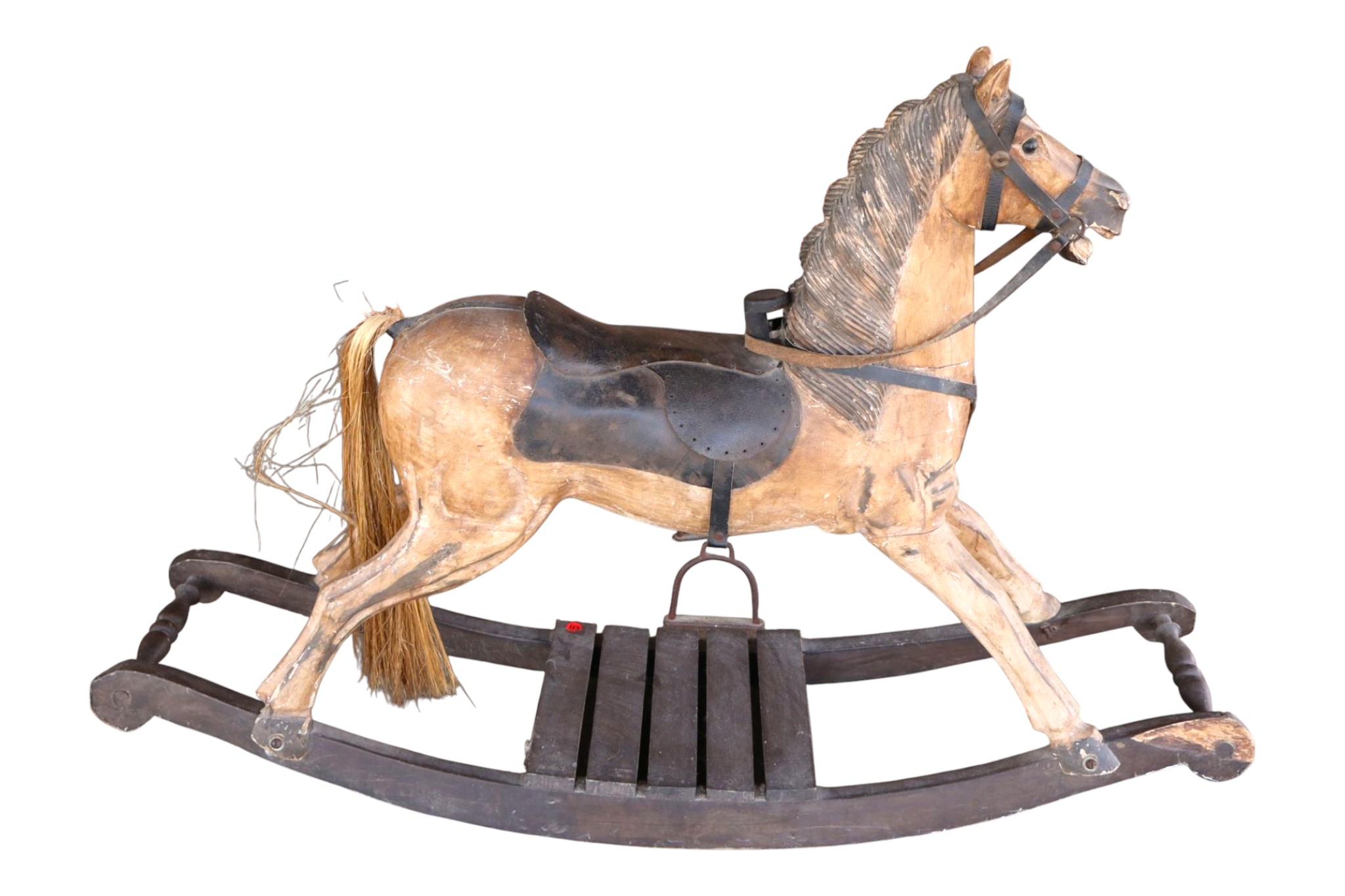 Antique style hand carved hand ptd wood rocking horse