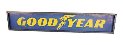 Vintage Goodyear double sided advertisement sign 66"l. Vintage Goodyear double sided 