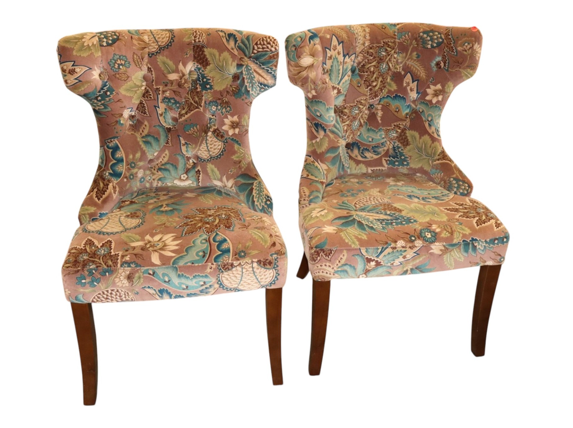 PR button tuft fan back upholstered decorator chairs