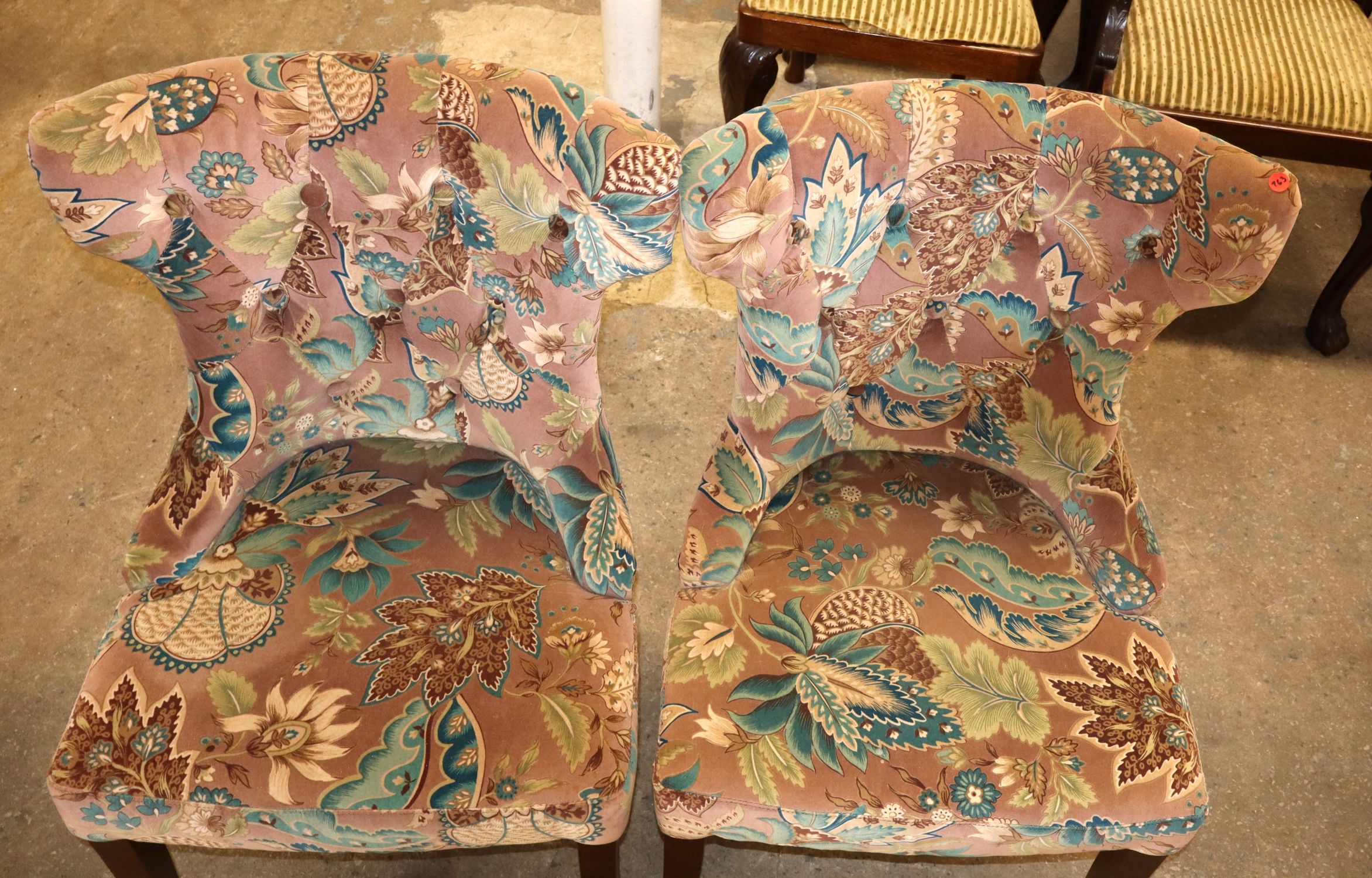 PR button tuft fan back upholstered decorator chairs