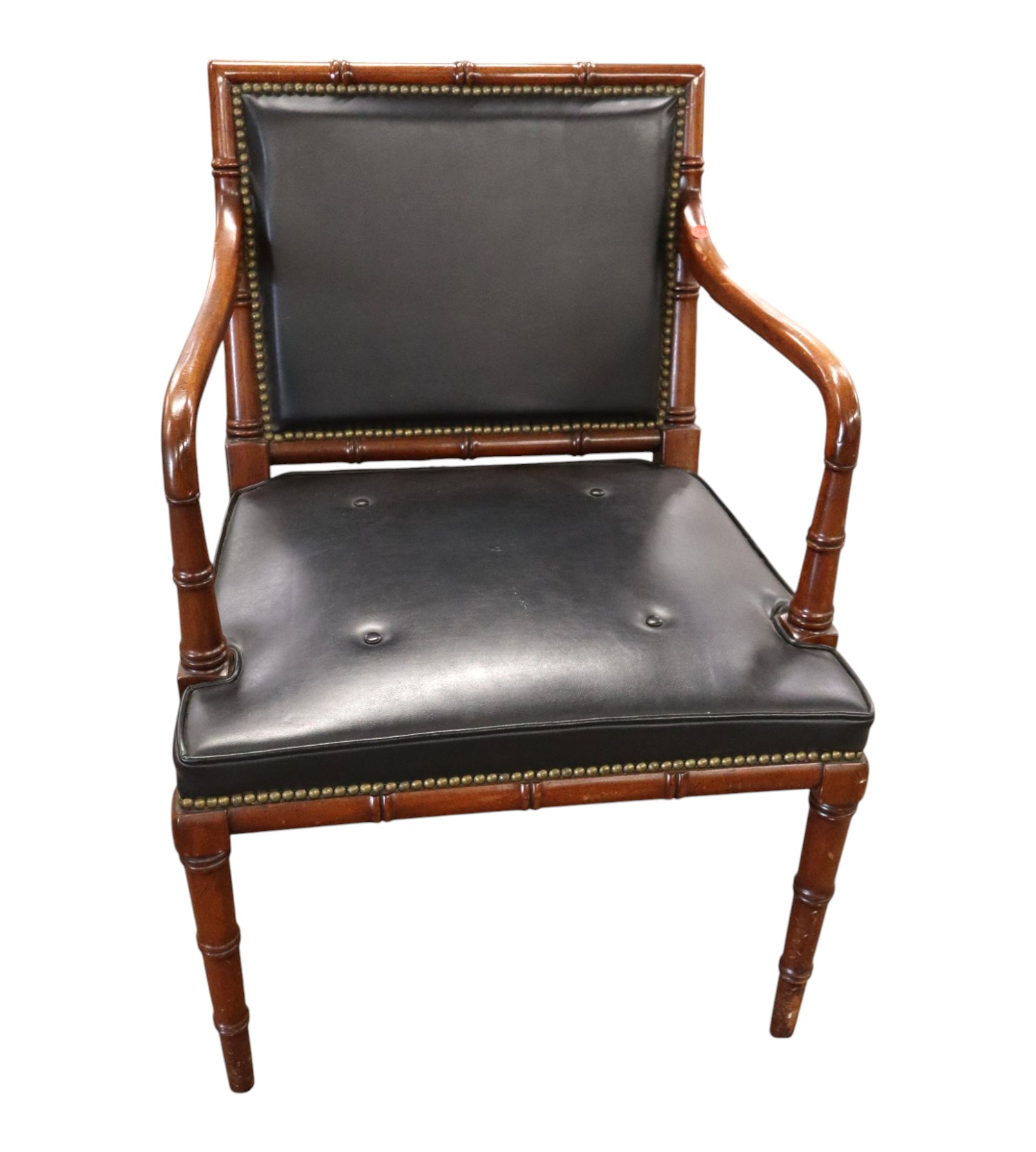 VTG Hickory Chair mah faux bamboo leather arm chair