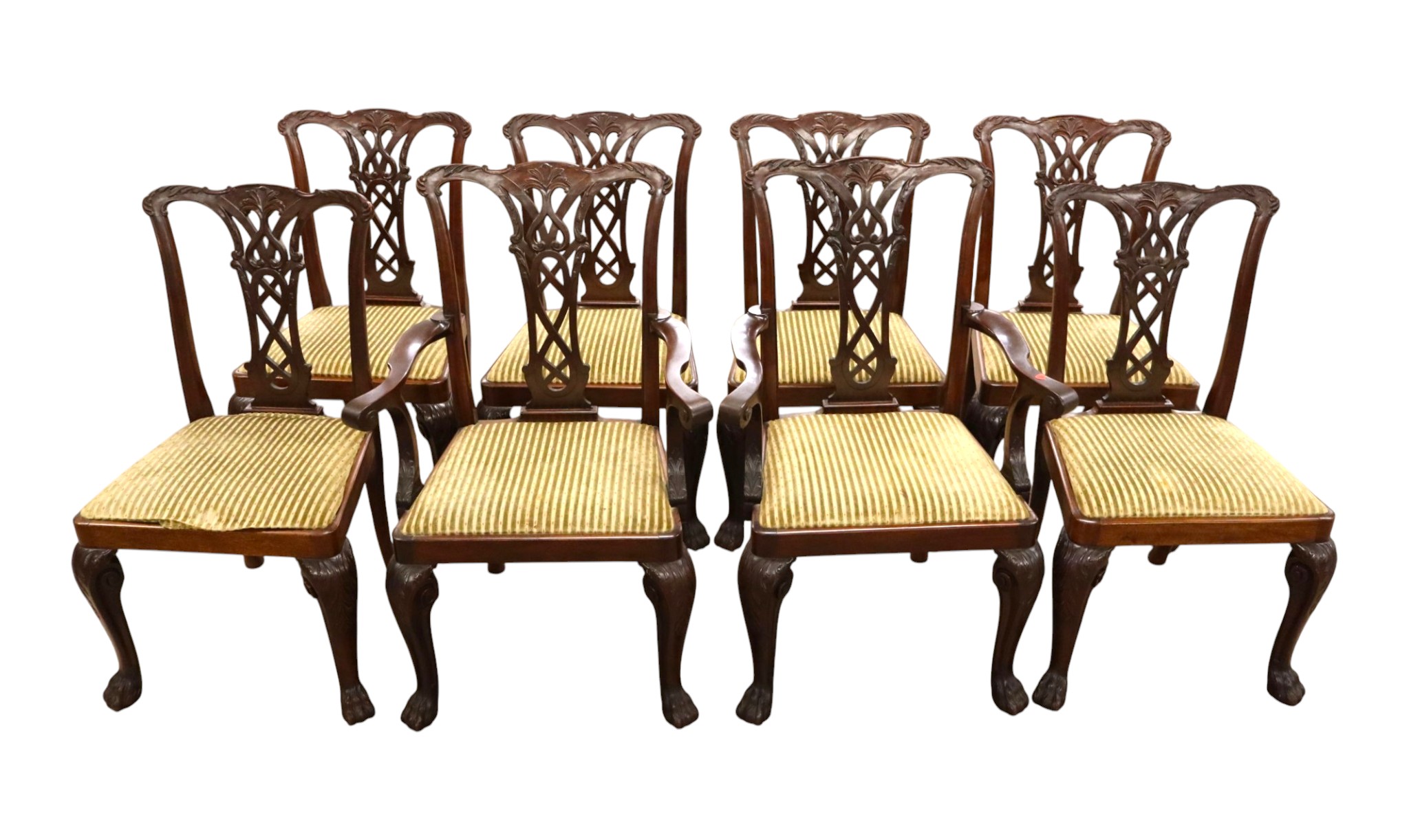 Set 8 Vtg Mahogany Chippendale Ball Claw Chairs