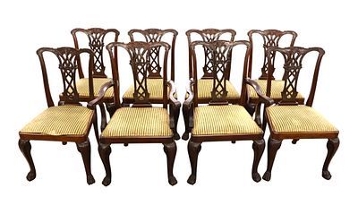 Set 8 Vtg Mahogany Chippendale Ball Claw Chairs. Set of 8 vintage Chippendale style solid 