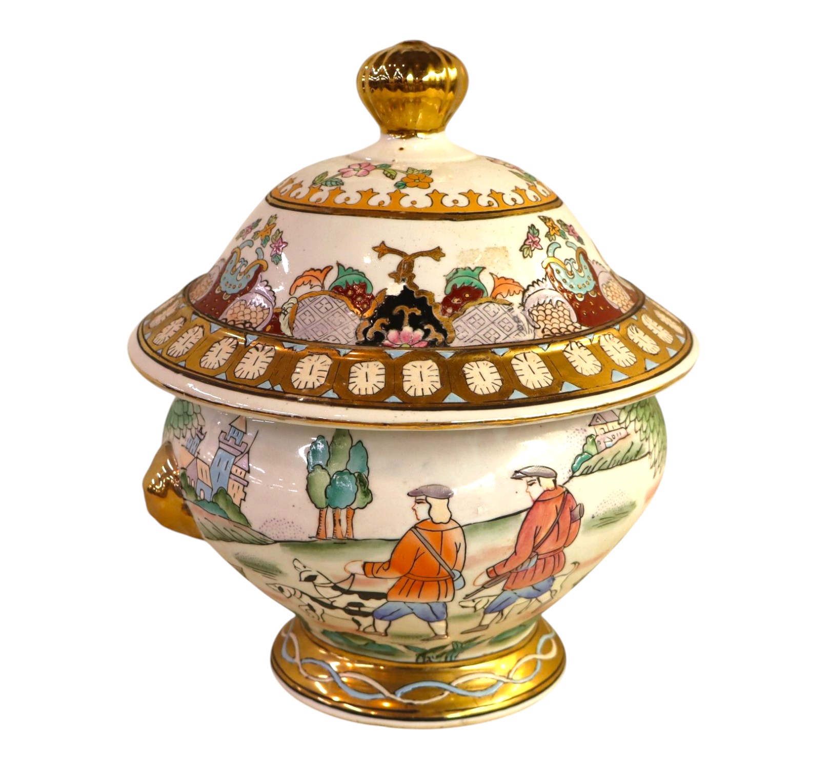Vintage signed Chinese porcelain bowl and lid