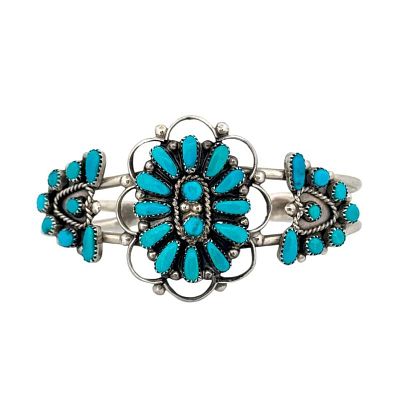 Vintage Zuni Snake Eye Turquoise Cuff Bracelet Sterling Silver Old Pawn. Vintage Zuni Snake Eye 