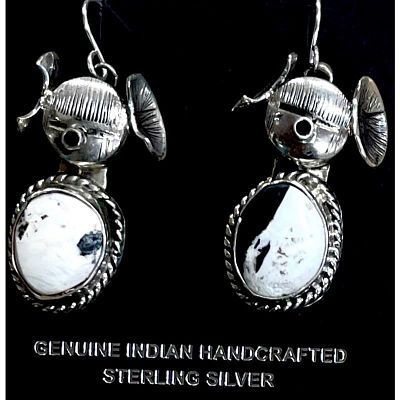 Navajo Kachina Earrings White Buffalo Sterling Silver Bennie Ration. Wonderful traditional 