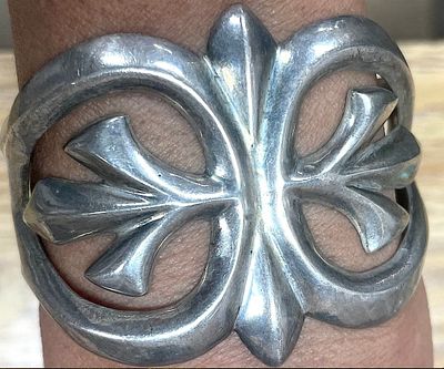 Early Massive Navajo Sterling Silver Sand Cast Cuff Bracelet Vintage. Stunning early 