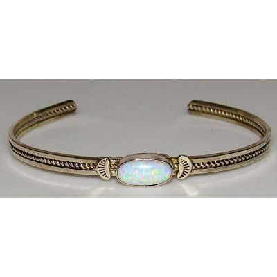Navajo Opal Bracelet Stacker Sterling Silver Cuff Native American Signed. For your 