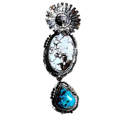 Massive Navajo Kachina Pendant Wild Horse Turquoise Sterling Bennie Ration. Stunning huge 