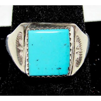 Navajo Sleeping Beauty Turquoise Men Ring Sz 10.5 Sterling Silver. Here is a wonderful 