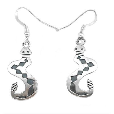 Navajo Snake Dangle Earrings Sterling Silver I. Gene. Fab pair of Navajo sterling silver dangle 