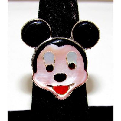 Zuni Mickey Mouse Ring Sz 6 Adjustable Don Dewa Sterling Silver Disney Character. Phenomenal 