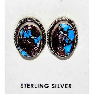 Navajo Golden Hills Turquoise Post Earrings Sterling Silver Tim Yazzie. Stunning Navajo 