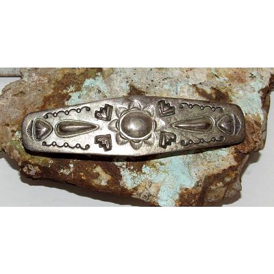 Vintage Navajo Ingot Sterling Hair Clip Barrette Native American. Detailed, hand stamped Native 