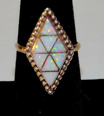 Zuni Inlay Opal Ring Size 7 Signed Sterling Silver. Zuni Inlay Opal Ring Size 7 Sterling Silver. 