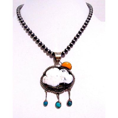 Navajo Rainy Cloud with Sun Pendant Necklace Adjustable Adam Fierro. Navajo Rainy Cloud with Sun 