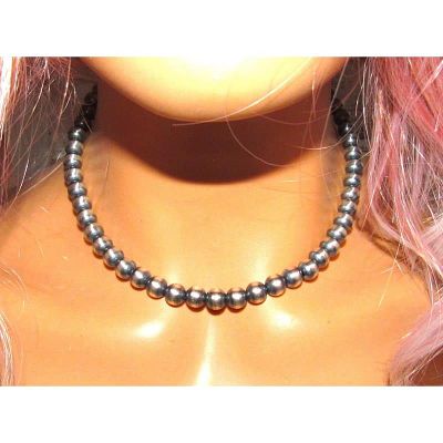 8mm Navajo Pearls Necklace Sterling Silver Choker Necklace 16"L. Stunning 8mm Navajo pearls 