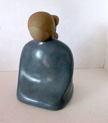 Navajo Jack Black Ceramic Sculpture Stylized Kneeling Woman. Spectacular, higly collectible 