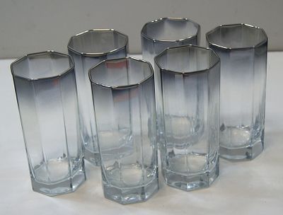 Стаканы шестигранные для коктейля. 6 шт. Стекло. Турция. 2000-е гг