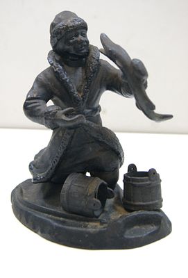 Скульптура " Емеля и щука ". Чугунное литье. Куса. 1970-е гг.