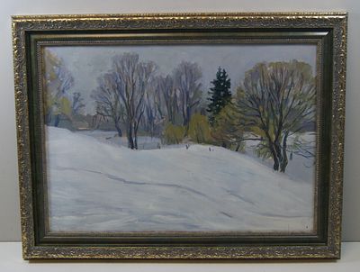 Дмитриев О. А. " Зима. Окрестности Звенигорода ". Картон, масло. 1960-е гг. "DSC08884" 