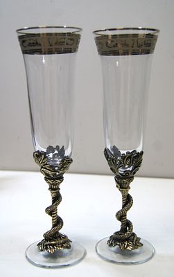 Фужеры " Змеи ". 2 шт. Металл, стекло. 1980-е гг.