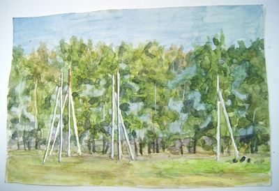 О. Владимиров. " Виноградово ". Акварель. 1982 год.