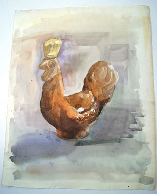 И. Векслер. " Глиняный петушок ". Акварель. 1979 год.