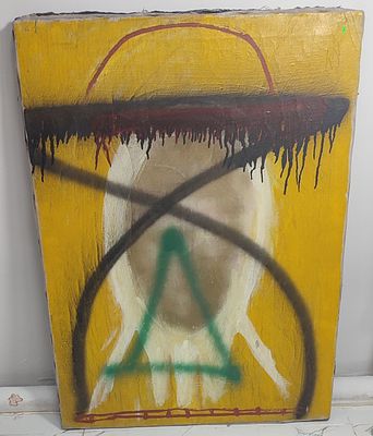 " Женщинам вход воспрещен ". Холст, масло. Н/Х. Андеграунд 1980-х. Арт: 20240319_155039.