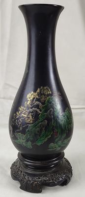 Ваза деревянная. Ручная роспись. Китай. 1960-е гг. Арт: 20230106_161347. 
Размер: 23х 9 см.