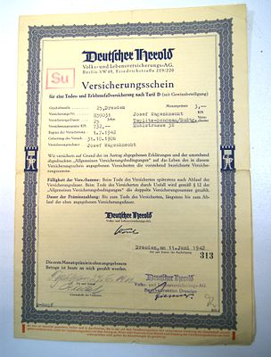 Документ банковский. Германия. 3 Рейх. 1942 год.