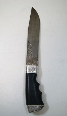 Нож охотничий коллекционный. Наборная кожаная ручка. Златоуст. 1990-е гг.